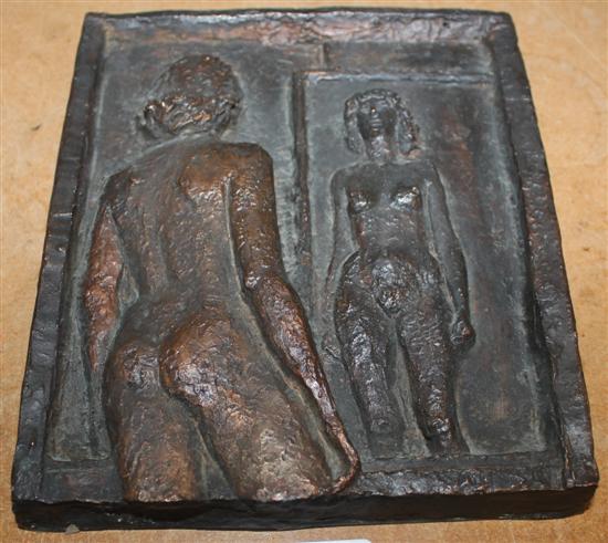 Bronze plaque of nude